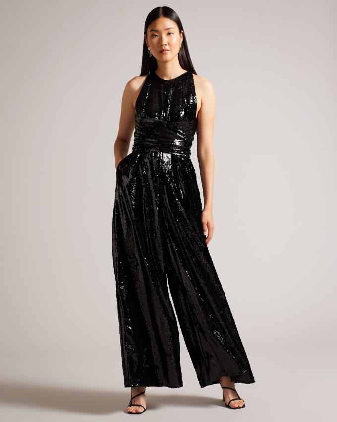 Combinaison Ted Baker Wide Leg Sequin Noir Femme | LTZ-08888773